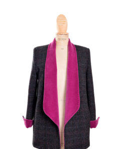 Blazer verde con cuello smoking fucsia Barcelona